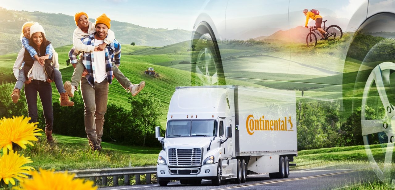 Sustainability Collage of different areas where sustainability comes into play at Continental.
