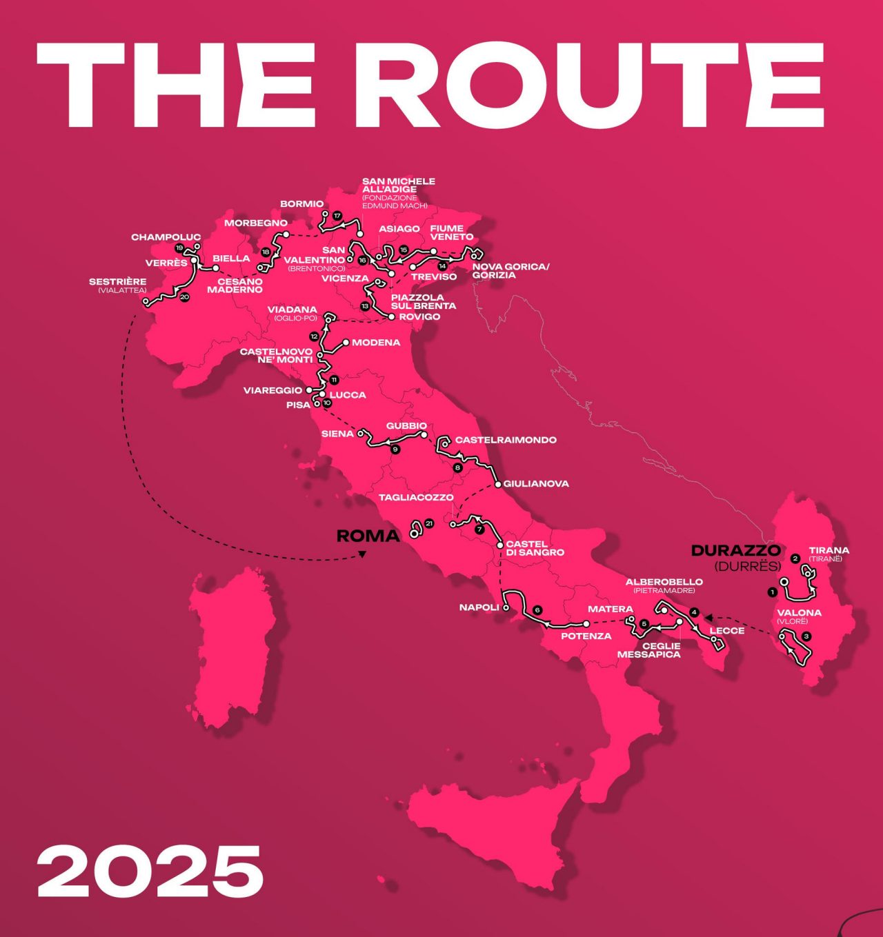 tappe del giro d'italia 2025