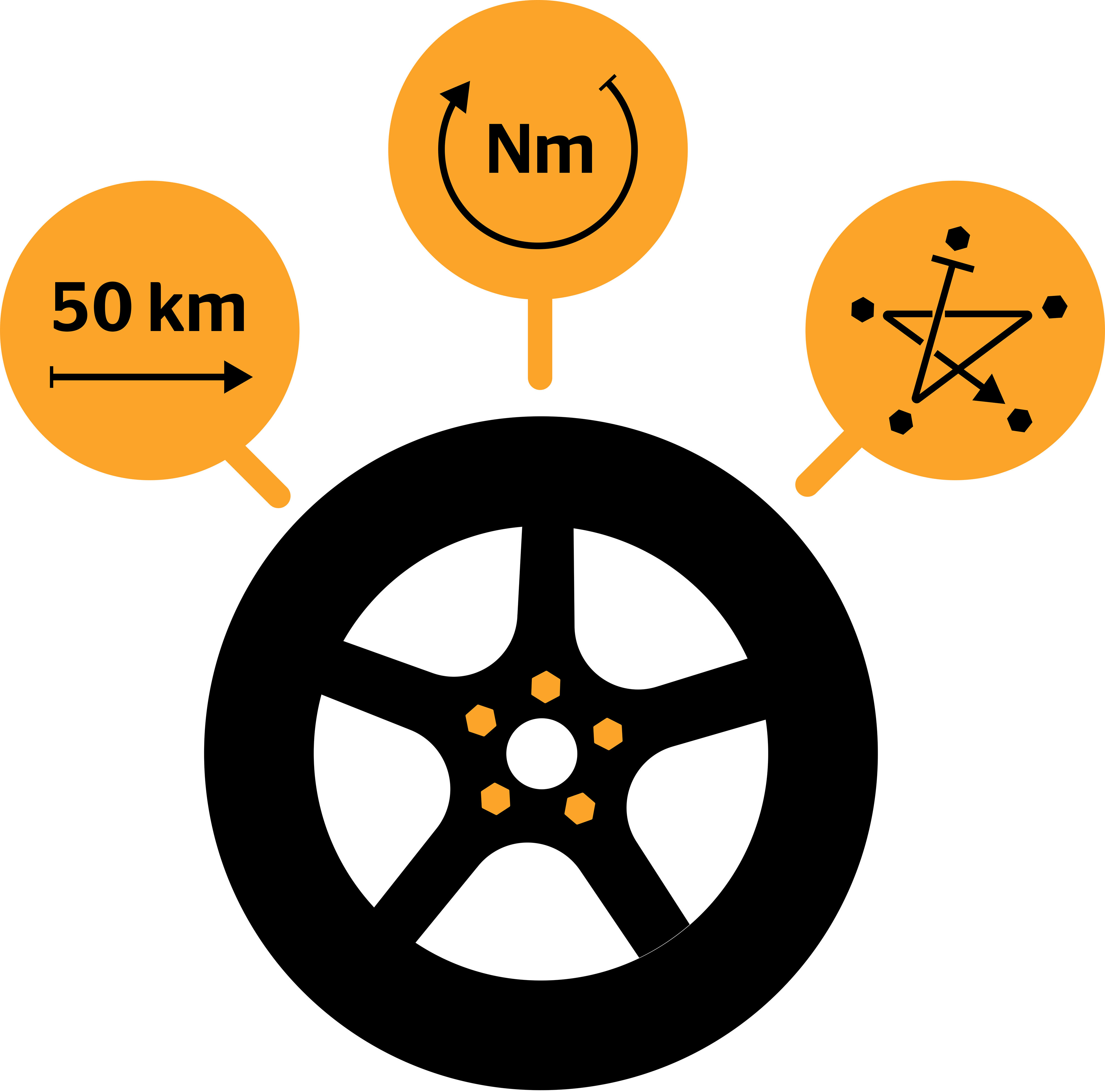 Graphics about retorquing screws of your tire after 50 km driving after tire change.