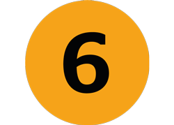Number 6 An orange icon containing the number 6