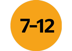 Numbers 7-12 An orange icon containing the numbers 7-12