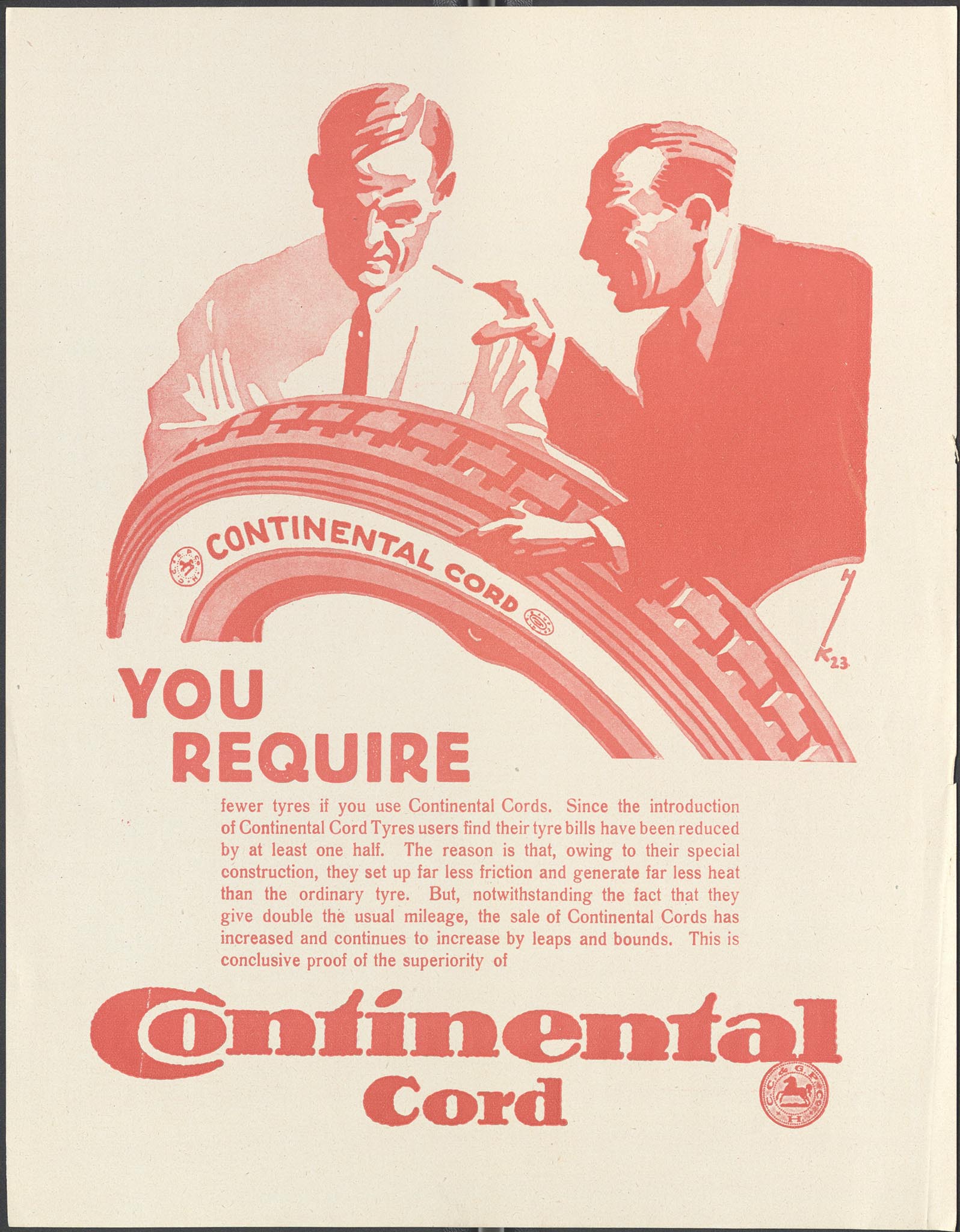 La pubblicità degli pneumatici Continental Cord è iniziata presto