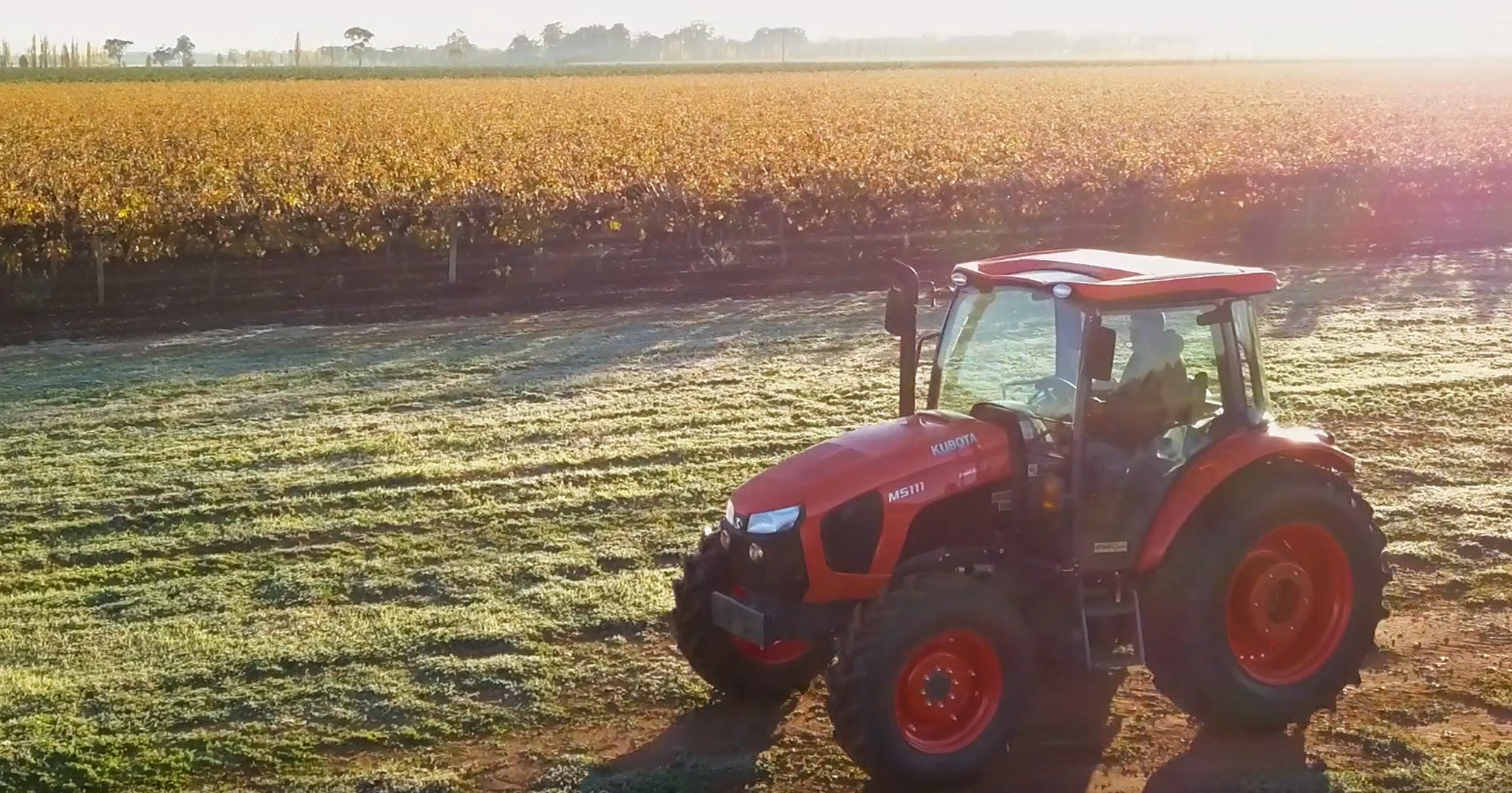 Tractor works in field with Continental tires Tractor works in field