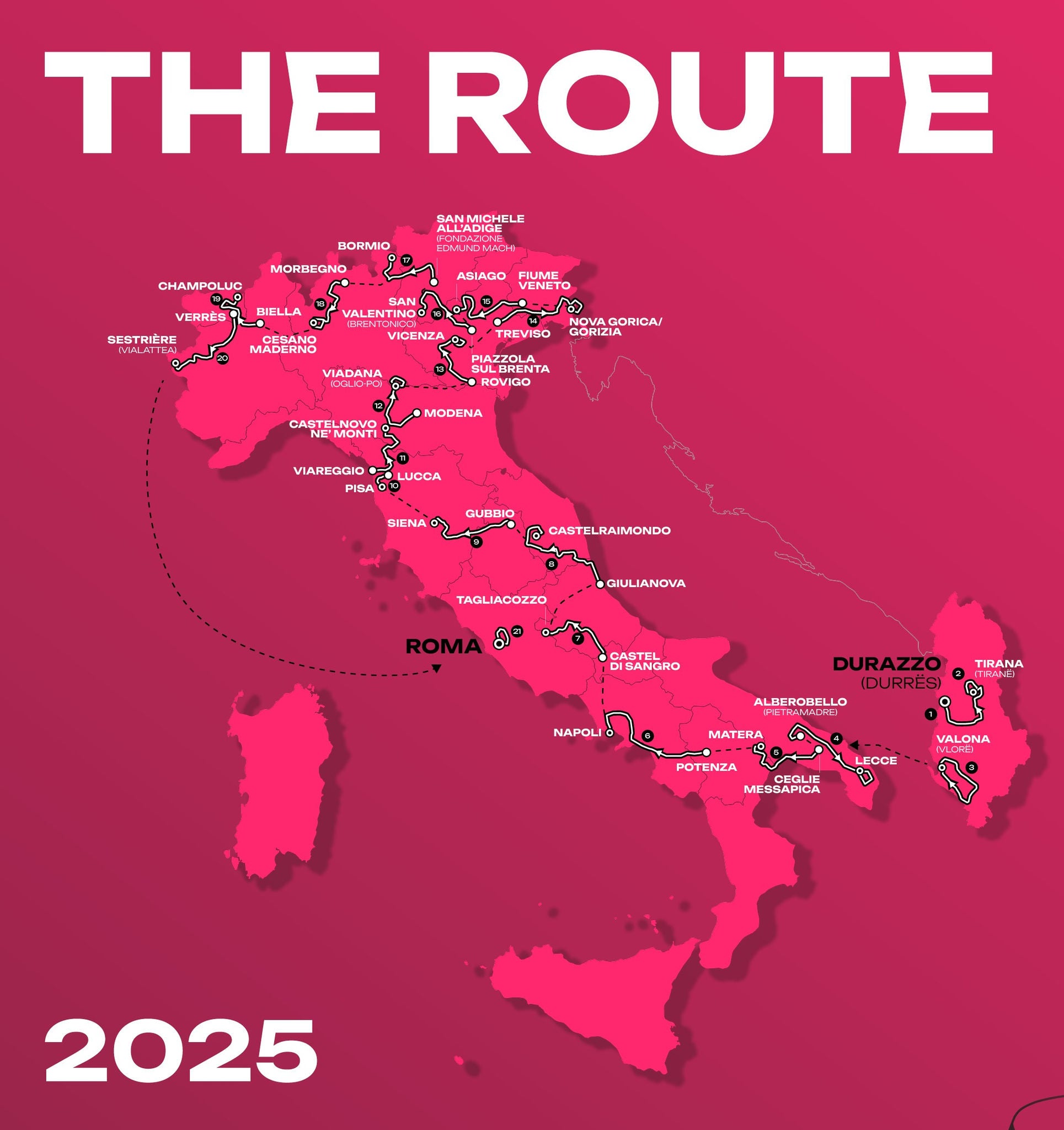 tappe del giro d'italia 2025