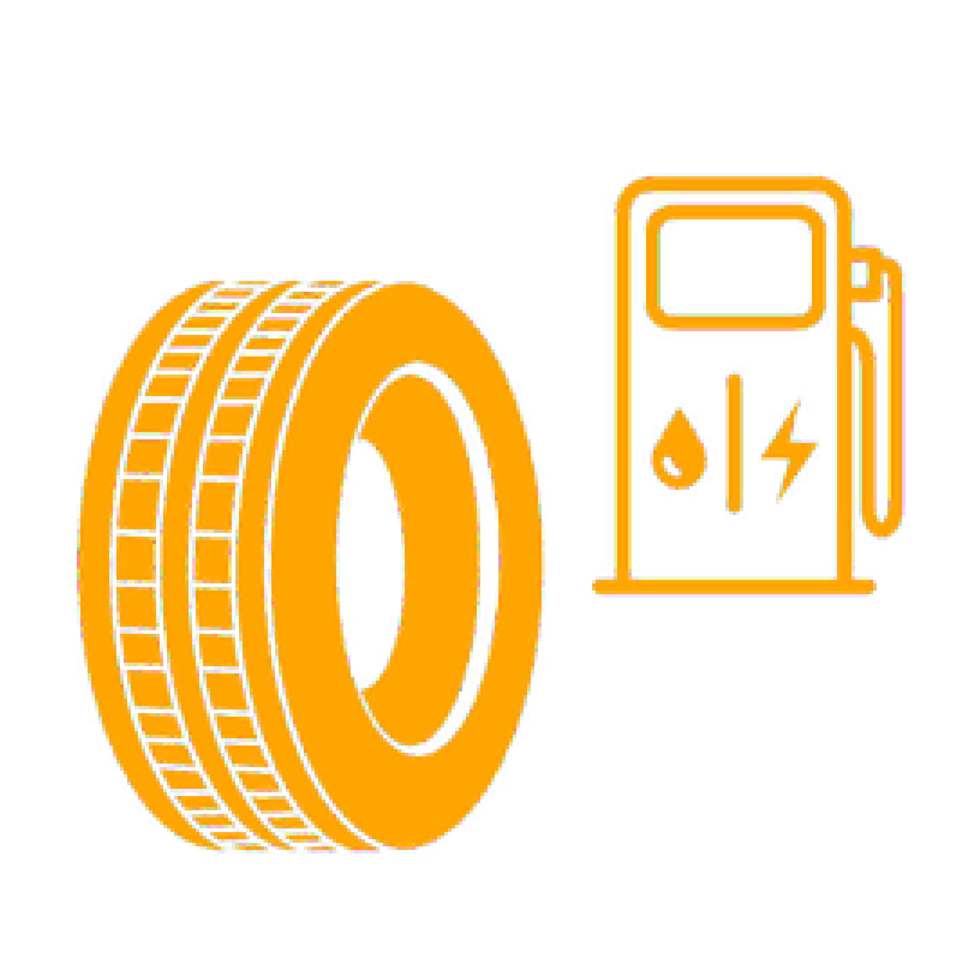 Icon about fuel efficiency of a car tire.