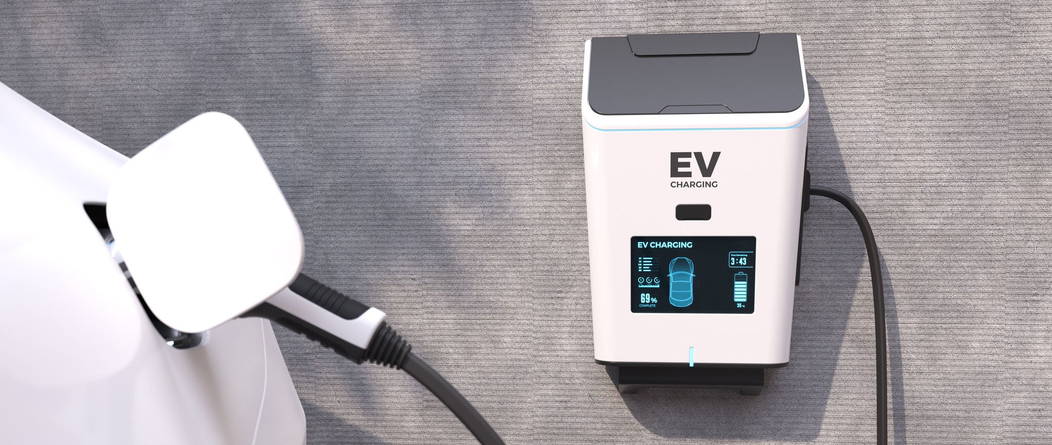 EV maintenance9 EV Charging Station, Clean energy filling technology, Electric car charging. 3D illustration