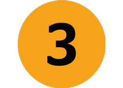 Number 3 An orange icon containing the number 3