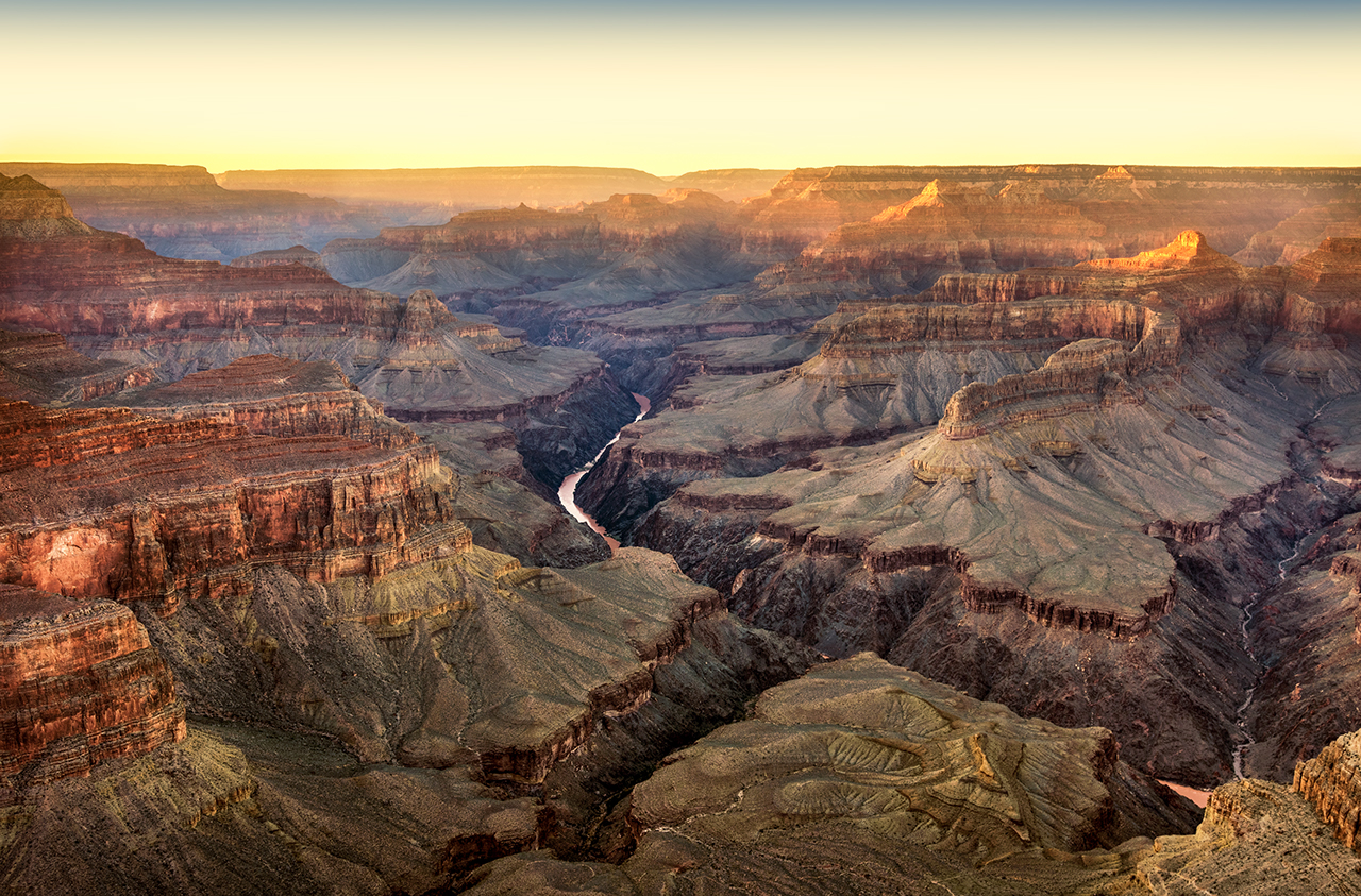 Sunset in Grand Canyon National Park from Pima Point view point. Arizona. USA