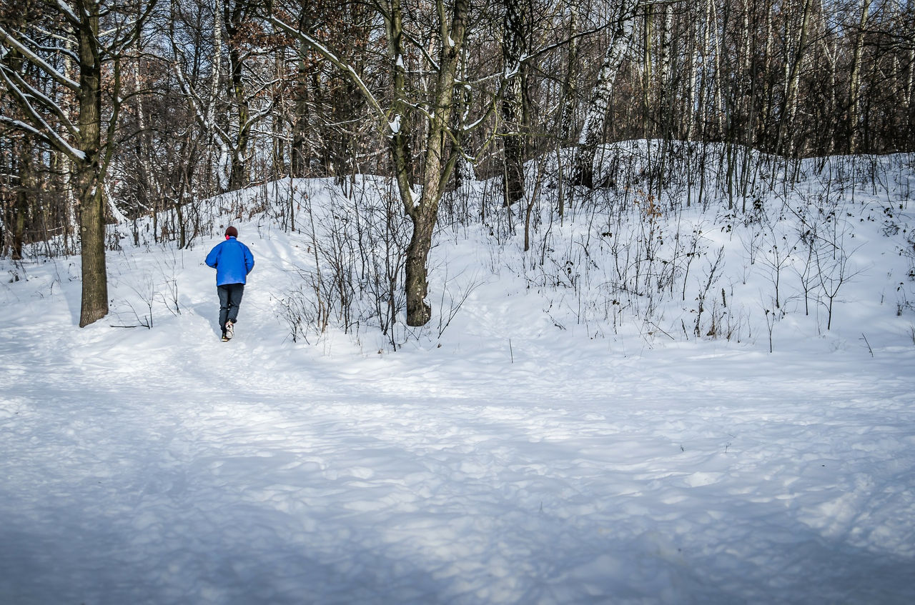 man running on winter
