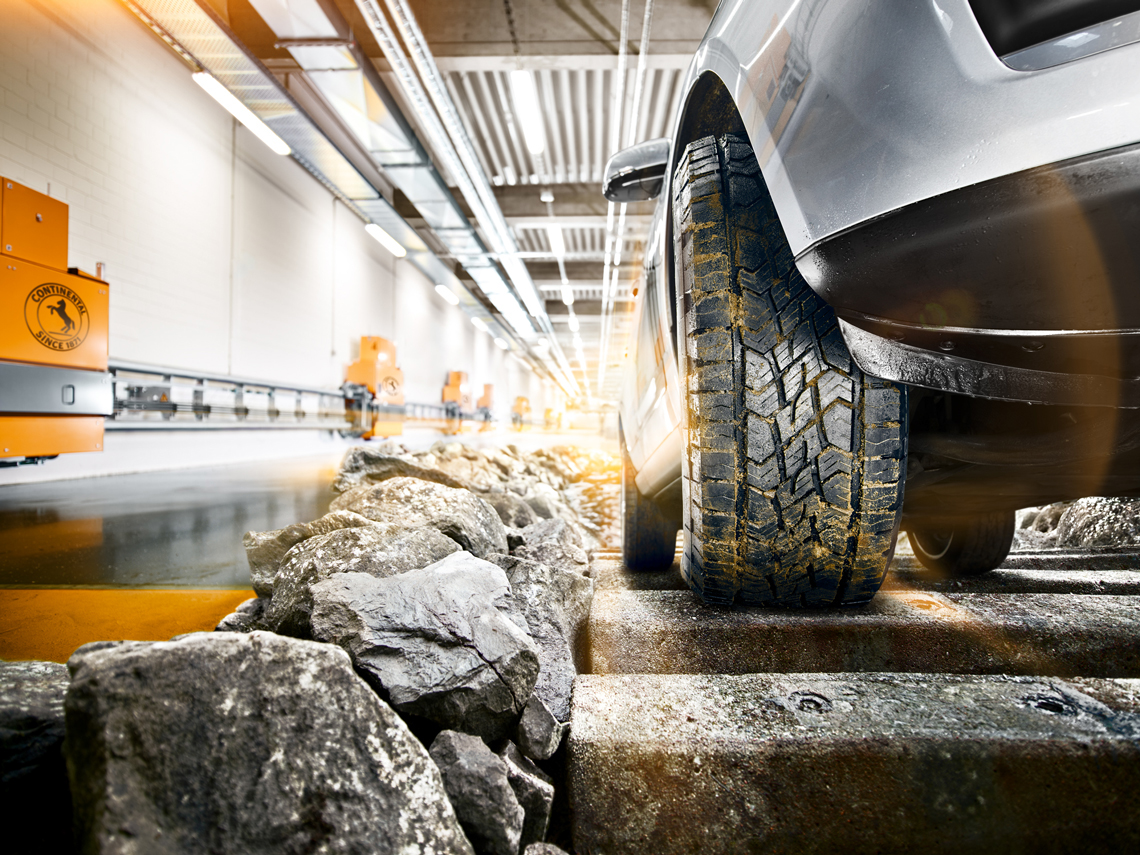 Offroad tire test in testing facility